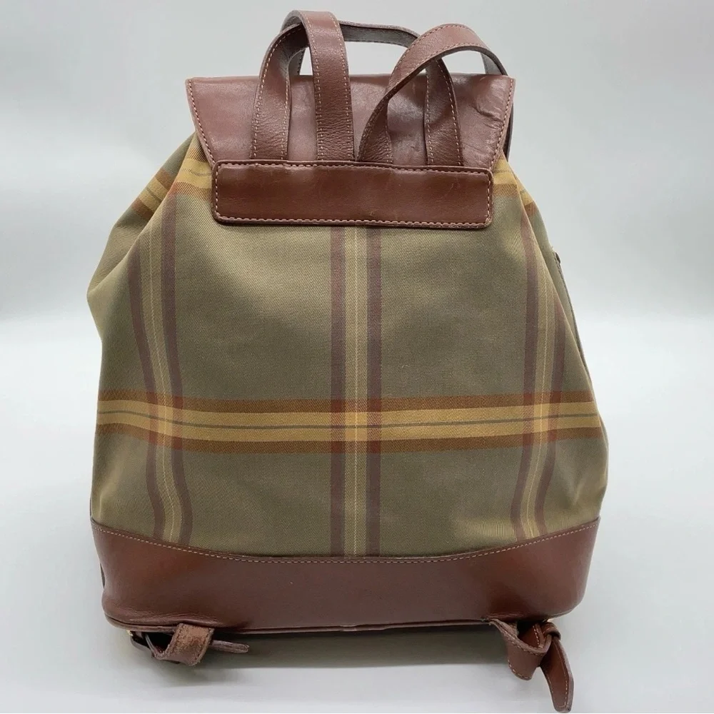 Authentic Burberry Nova Check Leather Nylon Brown Khaki Backpack